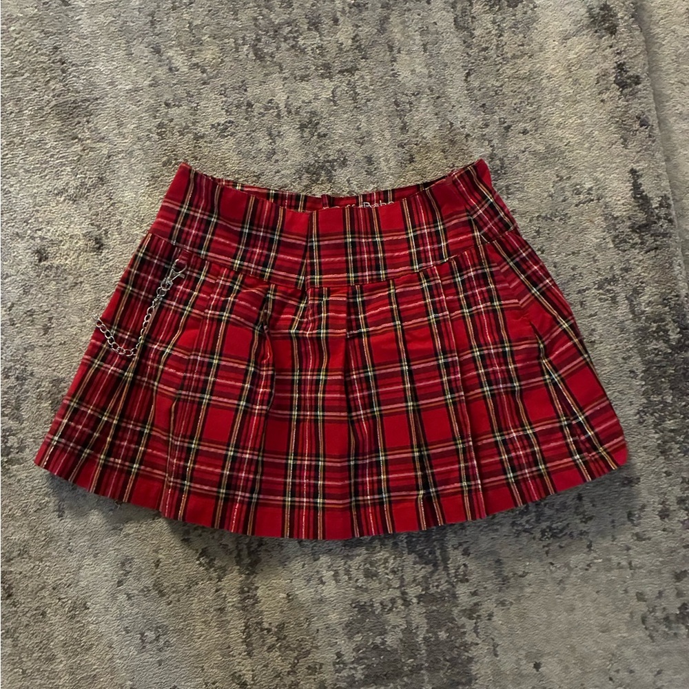 Chic Plaid Red Mini Skirt